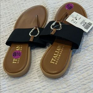 Italian Shoemakers Black and Brown Sandals